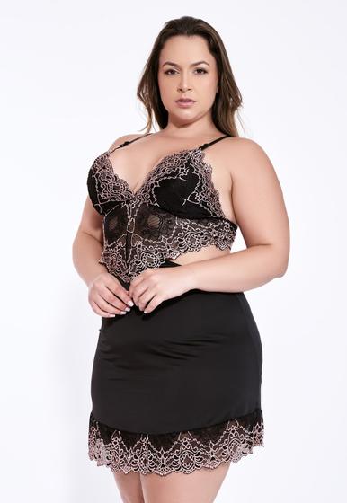 Imagem de Camisola Plus Size Romance Bicolor Renda Carla