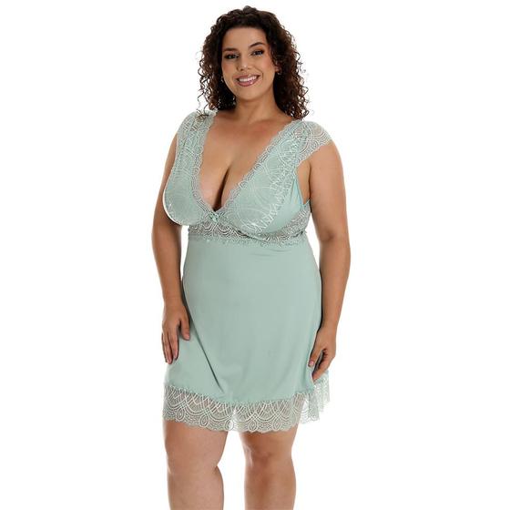 Imagem de Camisola Plus Size sem Bojo Linha Noite em Microfibra Estilo Sedutor - DRP307