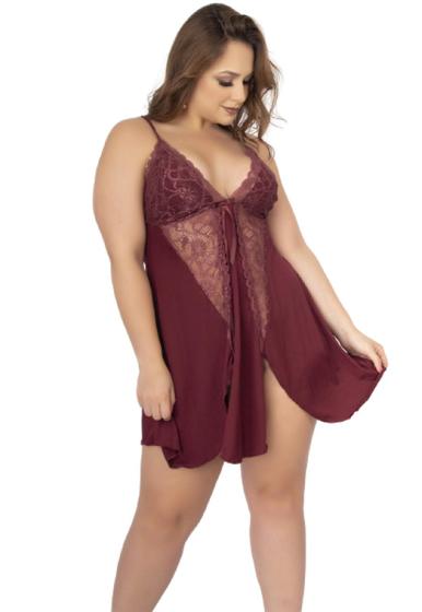 Imagem de Camisola Renda Plus Size Abertura Soltinha Curta