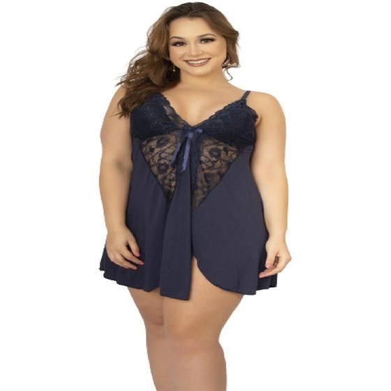 Imagem de Camisola Renda Plus Size Abertura Soltinha Curta