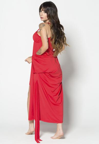 Imagem de Camisola Romantic Renda Amamentação com Robe Gestante Maternidade Pós Parto