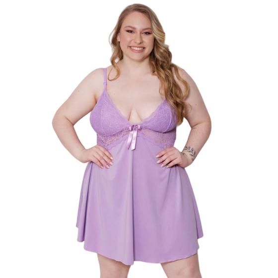 Imagem de Camisola Sensual Plus Size de Renda Sem Bojo Linha Noite Pijama Verão