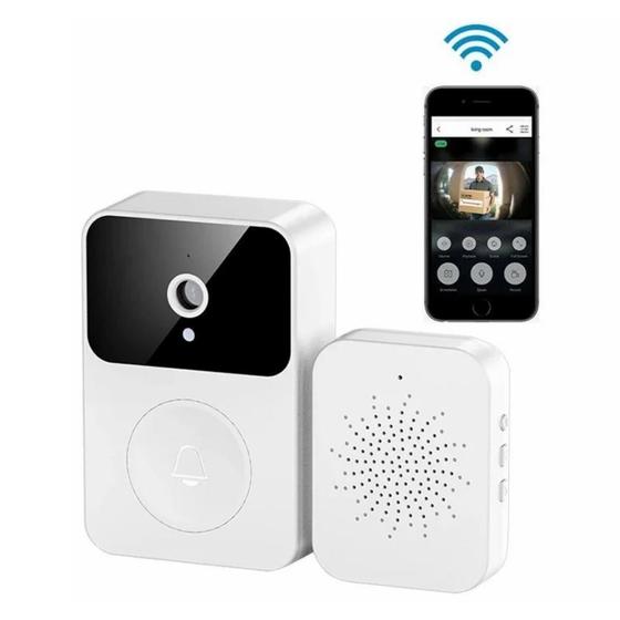 Imagem de Campainha Com Câmera Porteiro Inteligente Sem Fio Wi-Fi Smart Home Celular