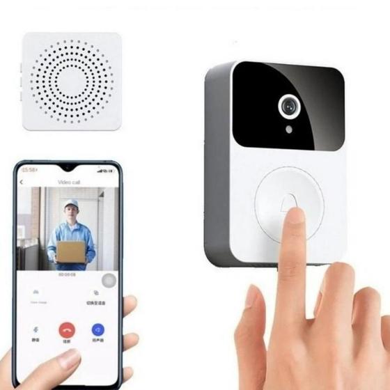 Imagem de Campainha Com Câmera Wifi Sem Fio Casa Inteligente Tempo Real com App Interfone Com Áudio