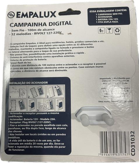 Imagem de Campainha digital empalux sem fio