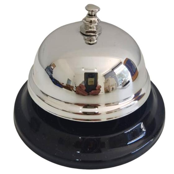 Menor preço em Campainha Mesa Sino Sineta Recepção Restaurante Balcão Hotel Cozinha Metal Cromado Pedido Loja Bar Som Alto Barato Idoso