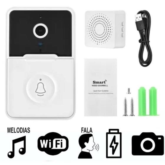 Imagem de Campainha Residencial Wifi Branco Vivo Tempo Premium Áudio Externa Portátil