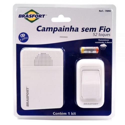 Campainha Sem Fio A Pilha Com 52 Toques Resistente a chuva Brasfort 7890 Menor preço em Campainha Sem Fio A Pilha Com 52 Toques Resistente a chuva Brasfort 7890