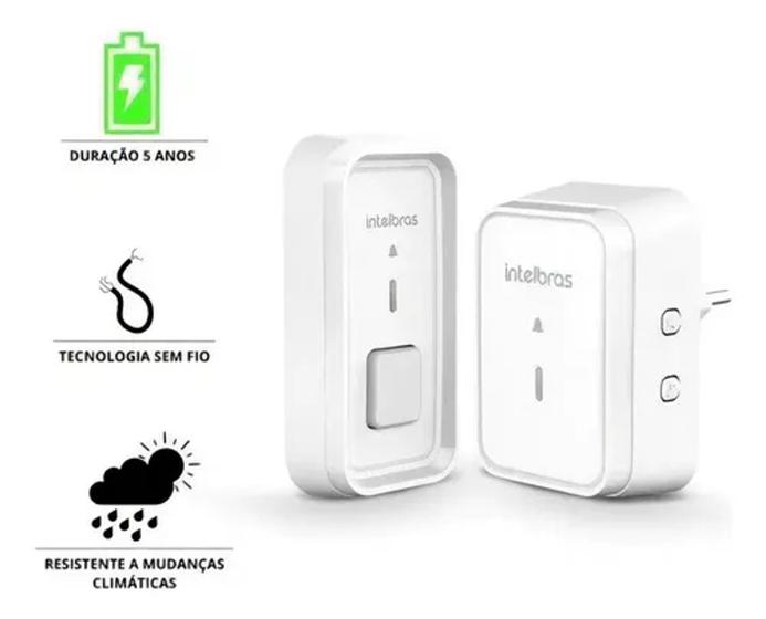 Imagem de Campainha sem Fio Intelbras com Bateria CIB 101 Branco