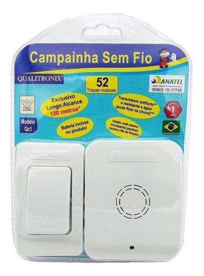 Campainha Sem Fio Qualitronix Qc1 Bivolt 52 Toques Menor preço em Campainha Sem Fio Qualitronix Qc1 Bivolt 52 Toques