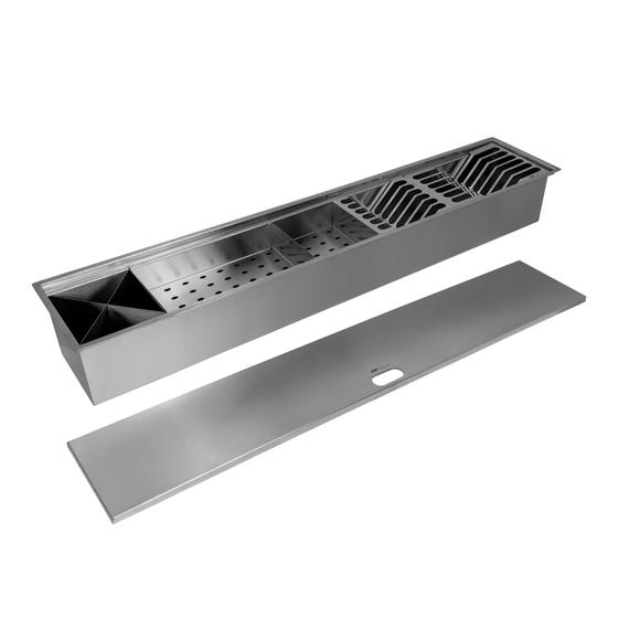 Canal Úmido Organizador Calha De Cozinha em Aço Inox 304 C/5 Módulos e Tampa - Tubrax Menor preço em Canal Úmido Organizador Calha De Cozinha em Aço Inox 304 C/5 Módulos e Tampa - Tubrax