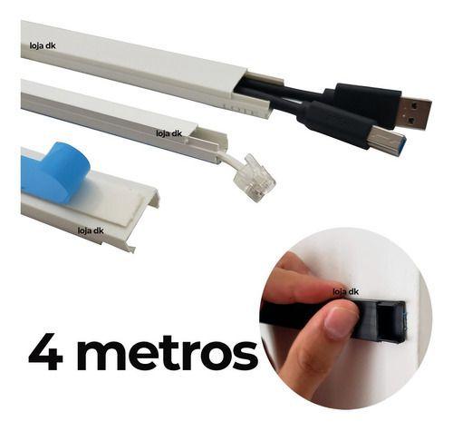 Imagem de Canaleta Branca 4 Metros Para Cabos 2x1cm Adesivada 20x10mm