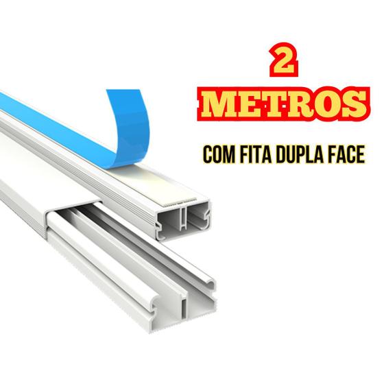 Canaleta pvc 1 metro 20x10 branca com fita dupla face e divisoria ilumi ...