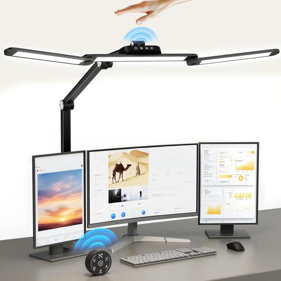 Imagem de Candeeiro de Mesa LED NonMIFYR com Braçadeira e Base - 24W - Preto