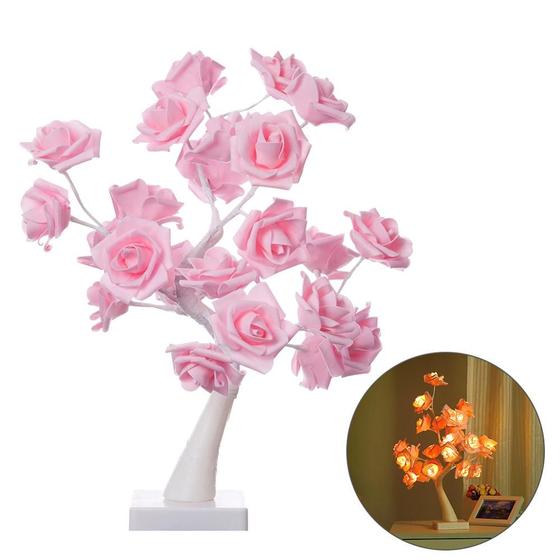 Imagem de Candeeiro de mesa LED Wokex Rose Flower Bedside Night Light Pink