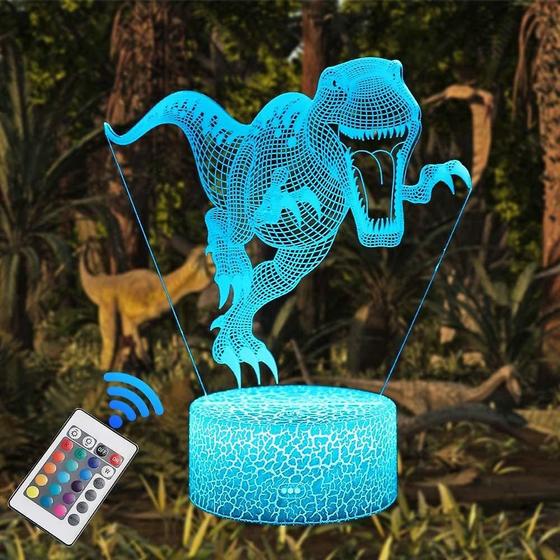 Imagem de Candeeiro de mesa pequeno colorido Dinosaur 3D com base lumi