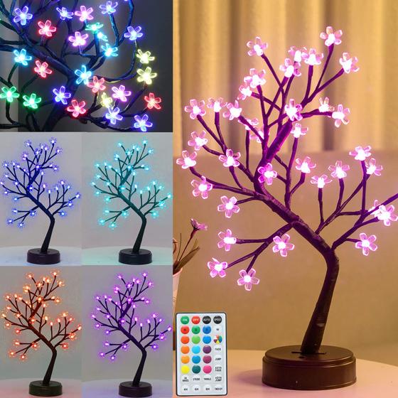 Imagem de Candeeiro de mesa Pooqla RGB Cherry Blossom Tree Light 36 LED