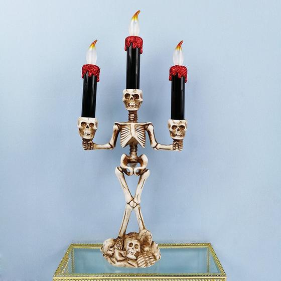 Imagem de Candelabro de esqueleto de Halloween com 3 luzes LED