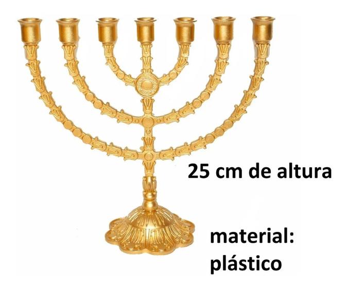 Imagem de Candelabro Sete Pontas - Menora Grande DOURADO PLÁSTICO