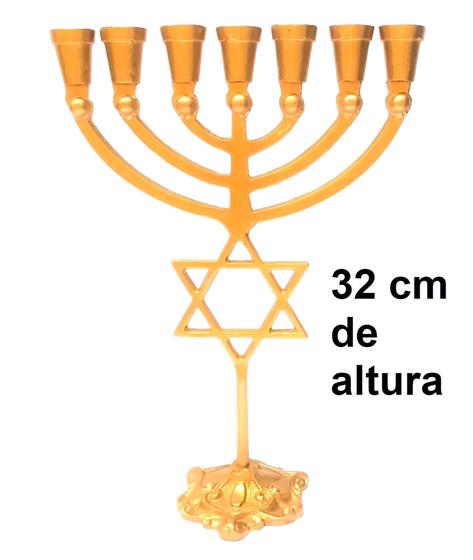 Imagem de Candelabro Sete Pontas - Menorah Grande 32 cm dourado