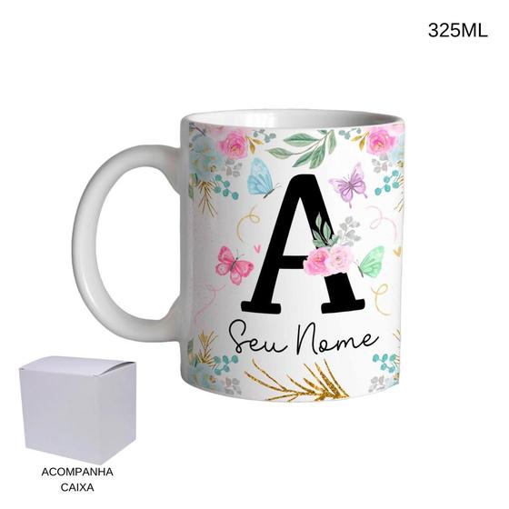 Imagem de Caneca 325ml - Personalizável Nome + Frase Floral