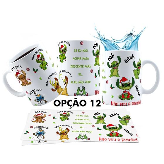 Imagem de Caneca 325ml Stitch Green Grinch Natal Não vou e pronto!