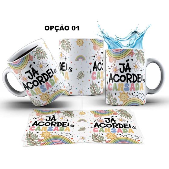 Imagem de Caneca 325ml Vibes Engraçadas Já acordei cansada
