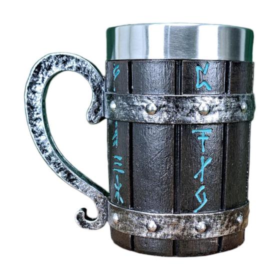 Imagem de Caneca 3D Barril Viking Runas Nórdica Cerveja Chopp 400 ml