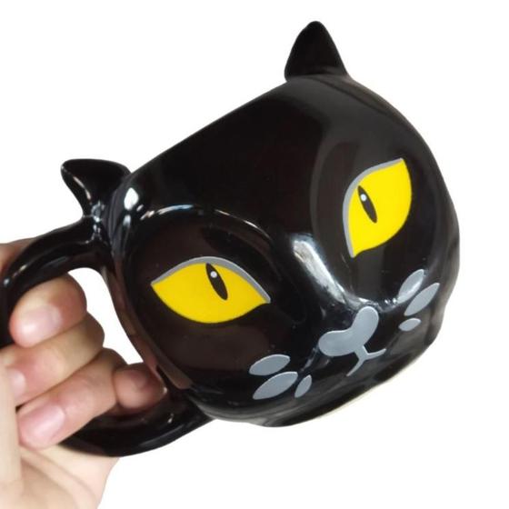 Imagem de CANECA 3D GATO OLHOS AMARELOS CERÂMICA 350ml BROGLIO