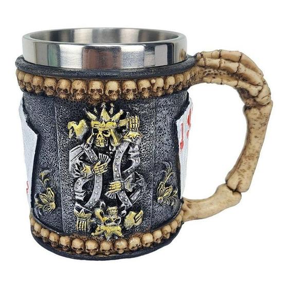 Imagem de Caneca 3D Resina Caveira Rei De Copas 400 Ml