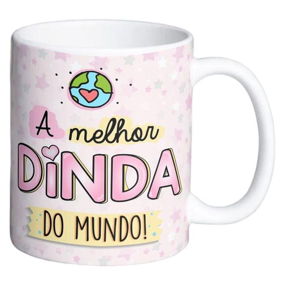 Imagem de Caneca a melhor dinda do mundo estrelinhas presente