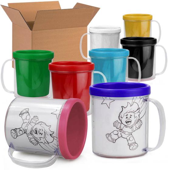 Imagem de Caneca Acrílica 300m para Colorir - 20 unidades