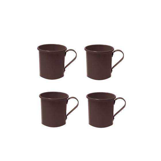 Imagem de Caneca Aluminio Marrom 250ml Chocolate Cafe Cappuccino 4un