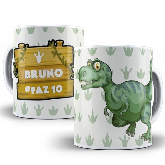 Imagem de Caneca aniversáriante dino nome e idade personalizados