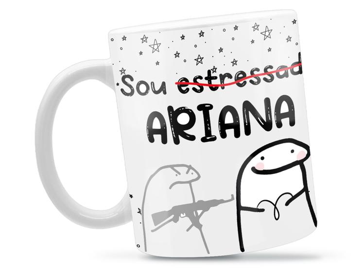 Imagem de Caneca Ariana Flork Signo Divertida Porcelana Xícara 325ml + Caixa Presente