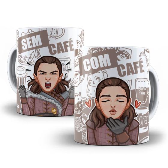 Imagem de Caneca Arya Game of Thrones Com Café Sem Café Personalizada