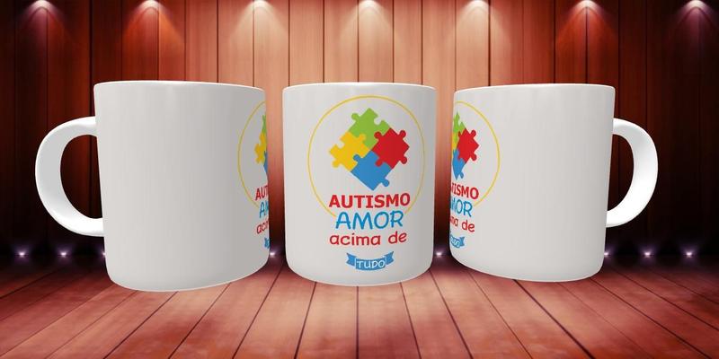 Imagem de Caneca Autismo Amor Acima De Tudo Presente Porcelana 325Ml