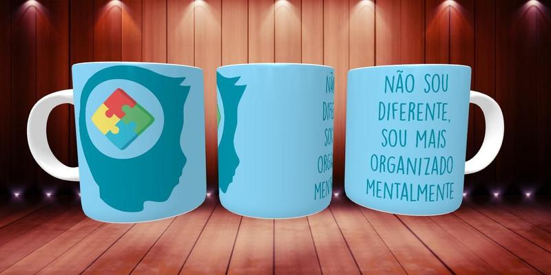 Imagem de Caneca Autismo Mais Organizado Presente Porcelana 325Ml