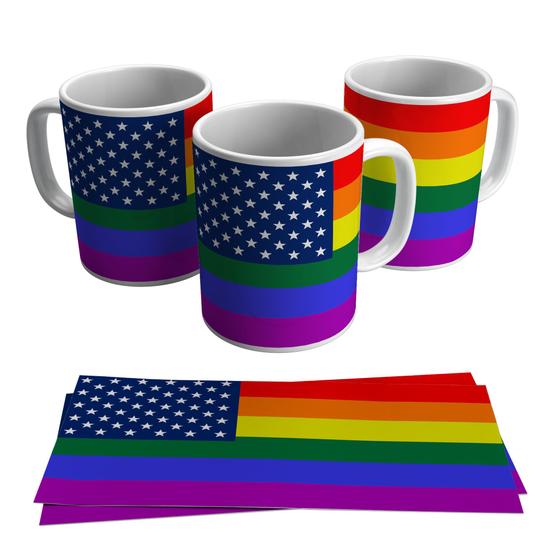 Imagem de Caneca Bandeira Estado Unidos Lgbt Colorida 325ml