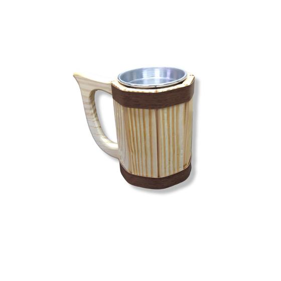 Imagem de Caneca Barril De Madeira Viking Grande 600ml Chopp Cerveja Rustica