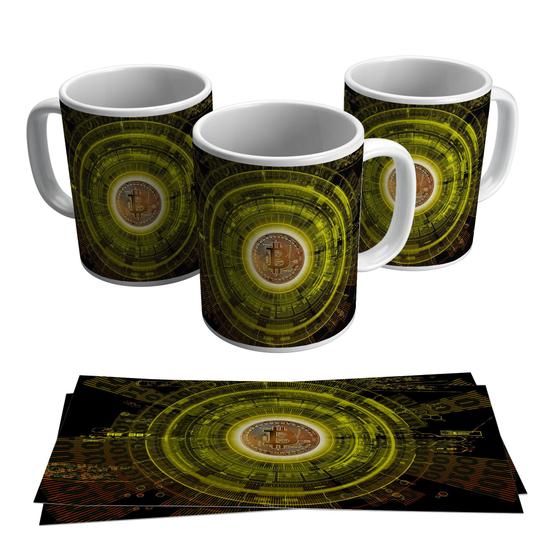 Imagem de Caneca Bitcoin Moeda Cifrão Criptomoeda 325ml