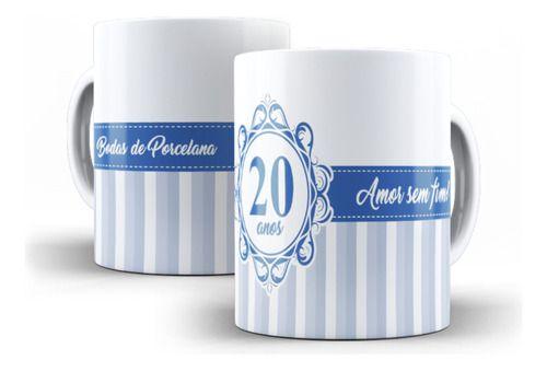 Imagem de Caneca Bodas Porcelana Minimalista 20 Anos Lembrança 7217