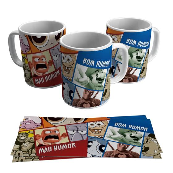 Imagem de Caneca Bom Humor Vs Mau Humor Engraçada 325ml