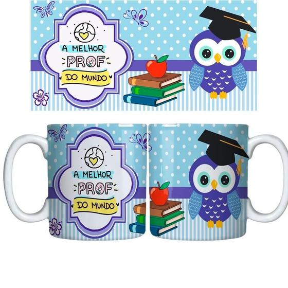 Imagem de Caneca Branca 325ml arte profissão - professora - a melhor prof do mundo