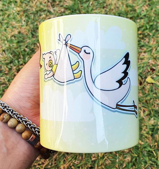 Imagem de Caneca Branca Amarela Presente Grávida Surpresa Vovó Cegonha