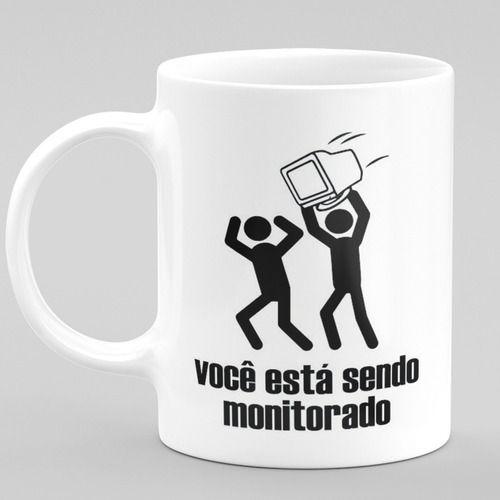 Imagem de Caneca Branca Frases Sorria Você Esta Sendo Monitorado