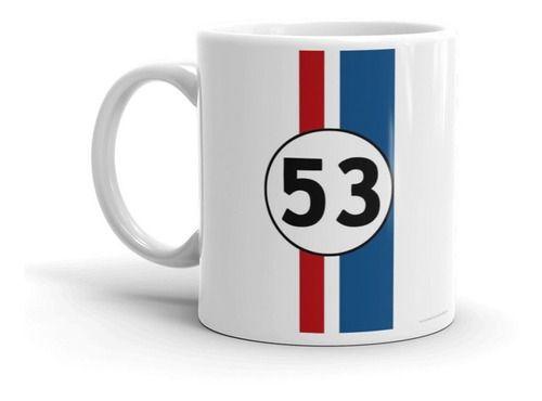 Imagem de Caneca Branca Herbie Fusca Filmes Carros Antigos Logo