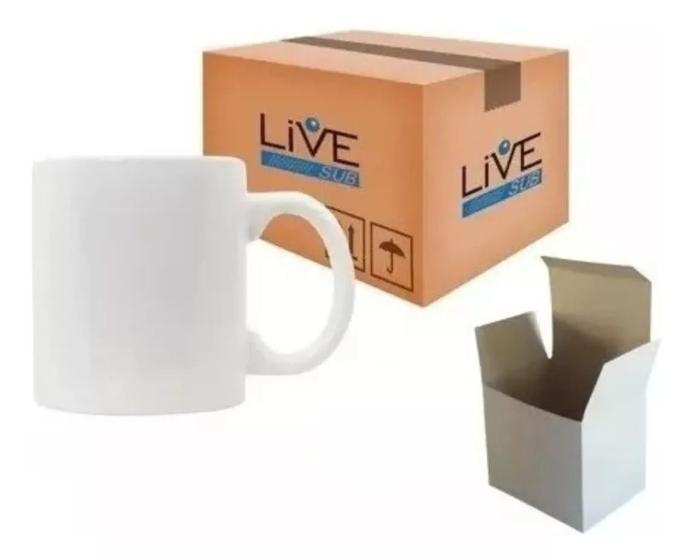 Imagem de  Caneca Branca Live + Caixinhas Sub Porcelana 325 Ml - 36 Unidades.