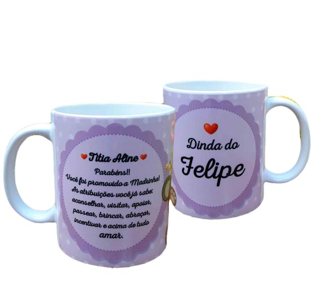 Imagem de Caneca Branca Personalizado Príncipe Ursinho Dinda Madrinha