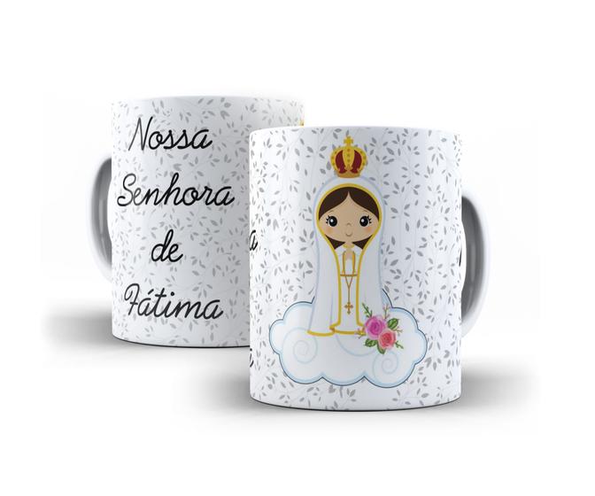 Imagem de Caneca Branca Porcelana Nossa Senhora de Fátima + Caixinha